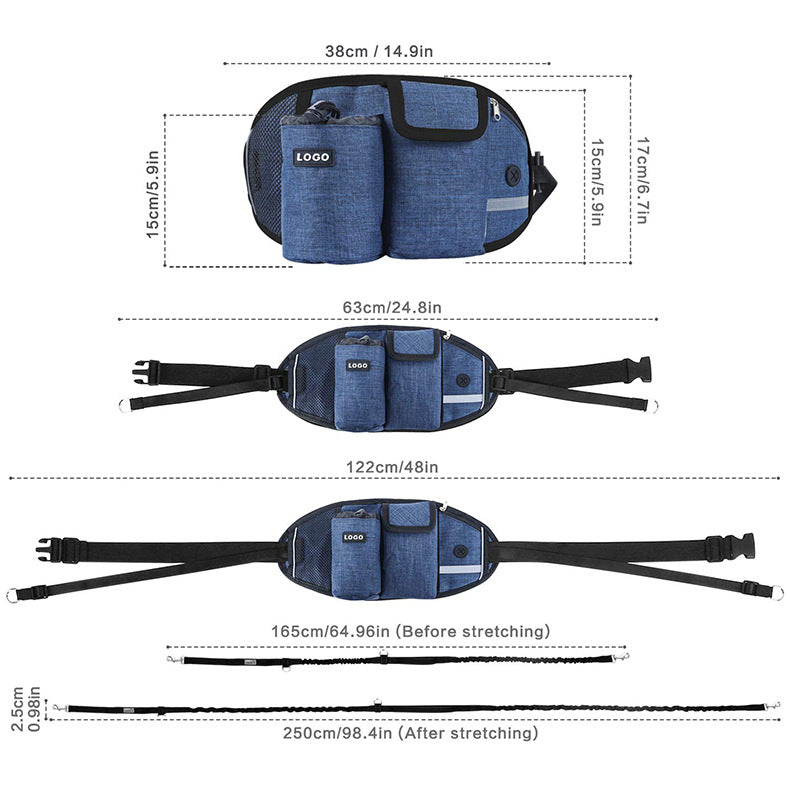 Hands Free Running Leash and Bag